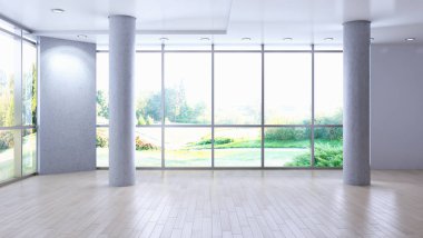 modern parlak iç mekan 3D resimleme