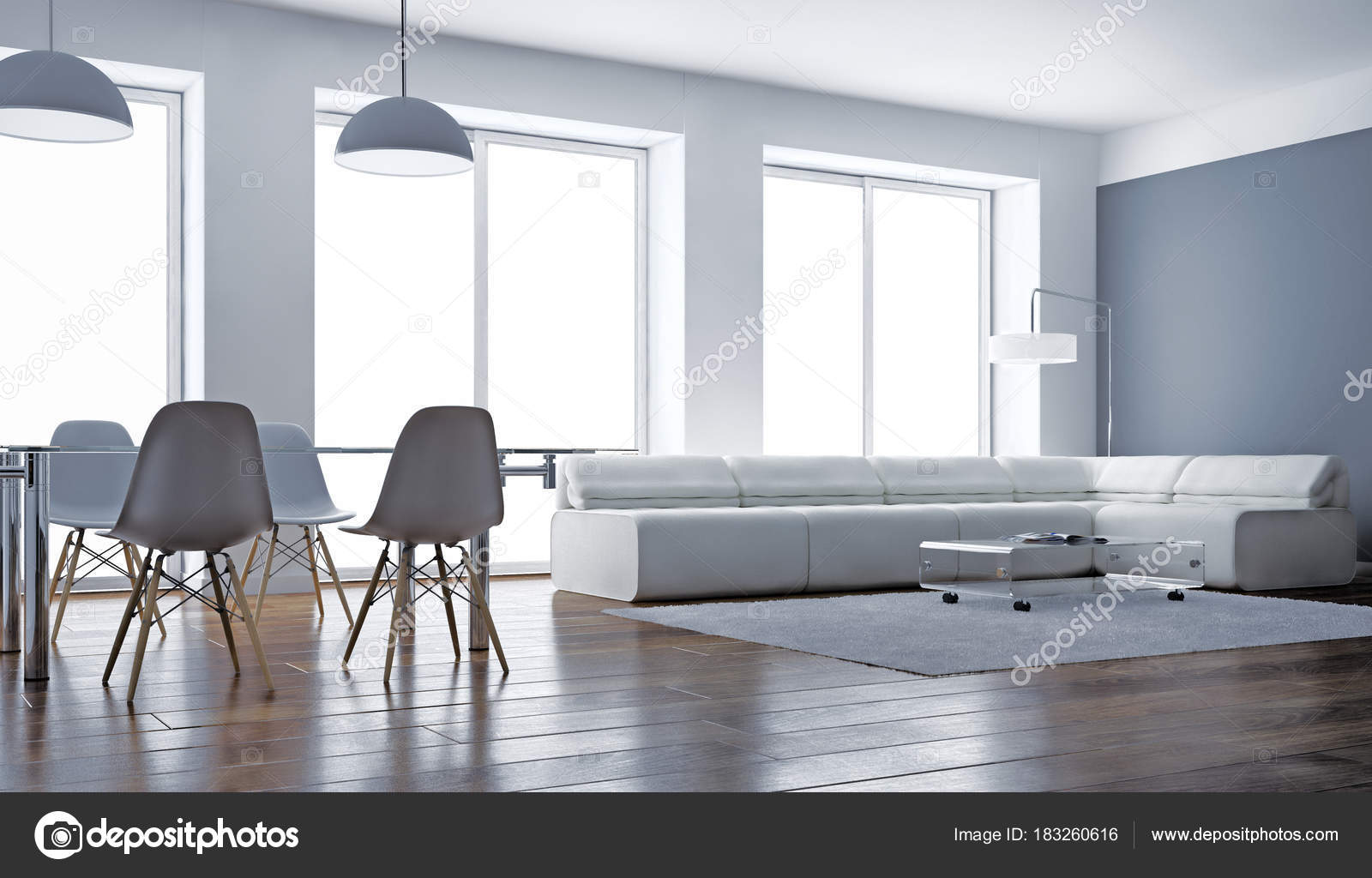 Moderne Helle Innenraume 3d Rendering Illustration