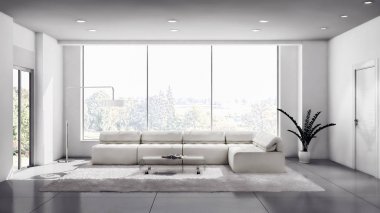 modern parlak iç mekan 3D resimleme