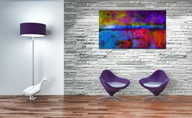 modern parlak iç mekan 3D resimleme