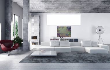 modern parlak iç mekan 3D resimleme