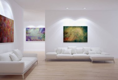 modern parlak iç mekan 3D resimleme