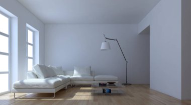 modern parlak iç mekan 3D resimleme