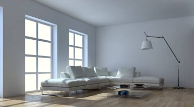 modern parlak iç mekan 3D resimleme