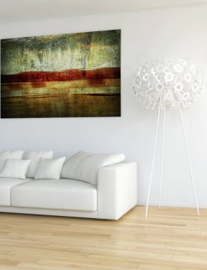 modern parlak iç mekan 3D resimleme