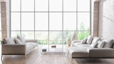 modern parlak iç mekan 3D resimleme