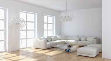 modern parlak iç mekan 3D resimleme