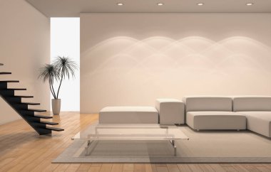 modern parlak iç mekan 3D resimleme