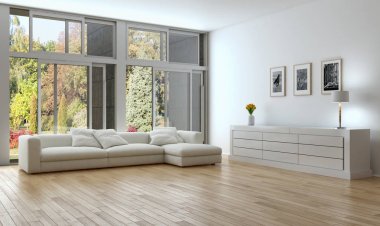 modern parlak iç mekan 3D resimleme