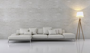 modern parlak iç mekan 3D resimleme