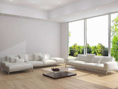 modern parlak iç mekan 3D resimleme