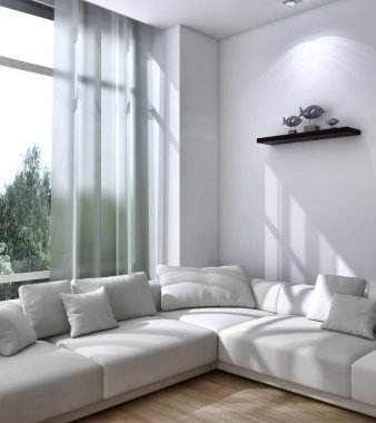 modern parlak iç mekan 3D resimleme