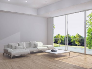 modern parlak iç mekan 3D resimleme