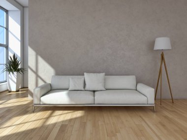 modern parlak iç mekan 3D resimleme