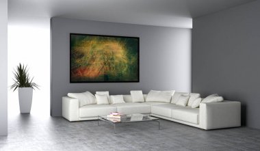 modern parlak iç mekan 3D resimleme