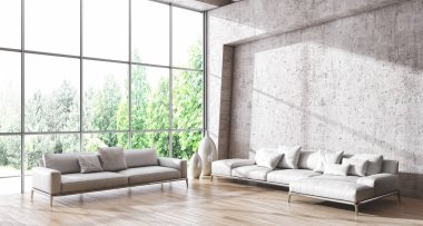 modern parlak iç mekan 3D resimleme