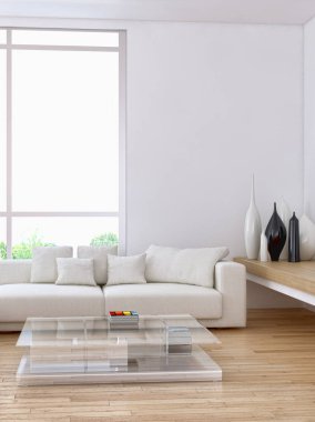 modern parlak iç mekan 3D resimleme