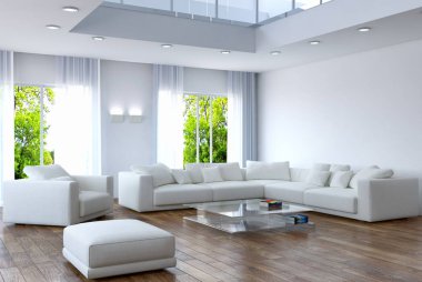 modern parlak iç mekan 3D resimleme