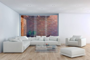 modern parlak iç mekan 3D resimleme