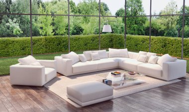 modern parlak iç mekan 3D resimleme