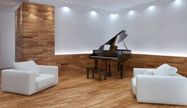 modern parlak iç mekan 3D resimleme