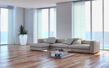 modern parlak iç mekan 3D resimleme