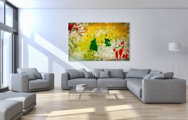 modern parlak iç mekan 3D resimleme