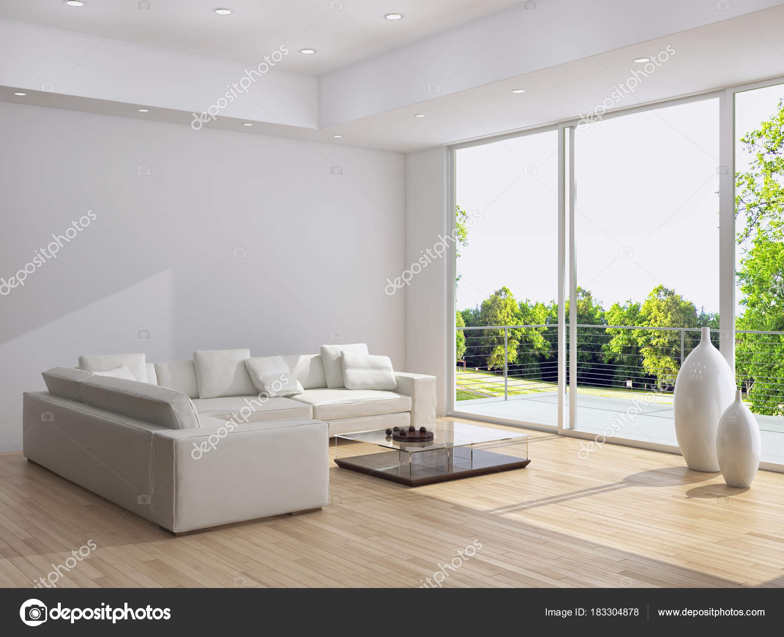 Illustrazione rendering 3d di interni luminosi moderni — foto stock ... Rendering 3d interni
