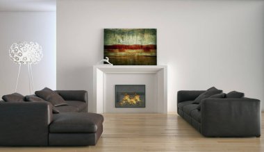 modern parlak iç mekan 3D resimleme