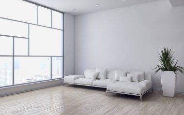 modern parlak iç mekan 3D resimleme