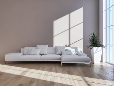 modern parlak iç mekan 3D resimleme