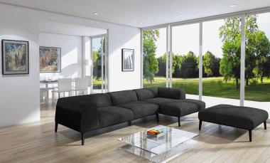 modern parlak iç mekan 3D resimleme