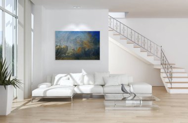 modern parlak iç mekan 3D resimleme