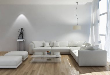 modern parlak iç mekan 3D resimleme