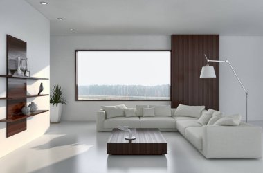 modern parlak iç mekan 3D resimleme