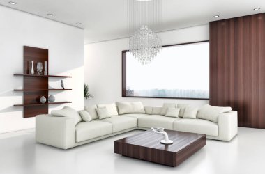 modern parlak iç mekan 3D resimleme