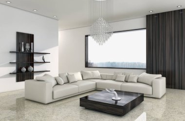 modern parlak iç mekan 3D resimleme