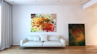 modern parlak iç mekan 3D resimleme