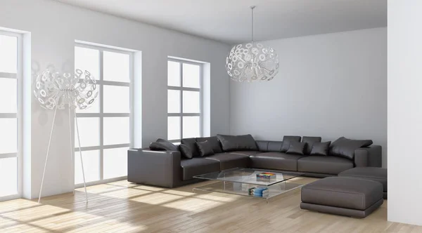 Moderno interiores brilhantes 3d renderização ilustração — Fotografia de Stock