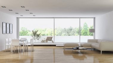 modern parlak iç mekan 3D resimleme