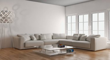 modern parlak iç mekan 3D resimleme