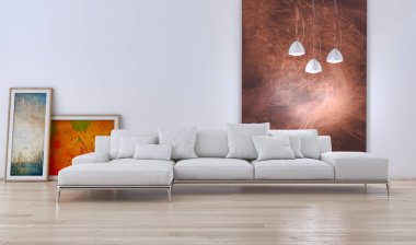 modern parlak iç mekan 3D resimleme