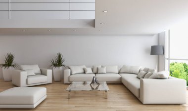modern parlak iç mekan 3D resimleme