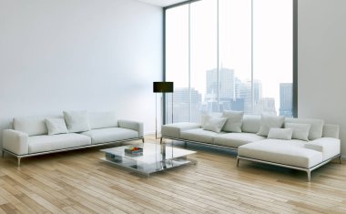 modern parlak iç mekan 3D resimleme