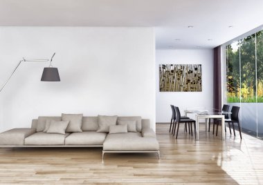 modern parlak iç mekan 3D resimleme