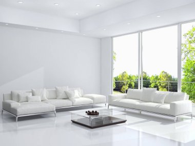 modern parlak iç mekan 3D resimleme
