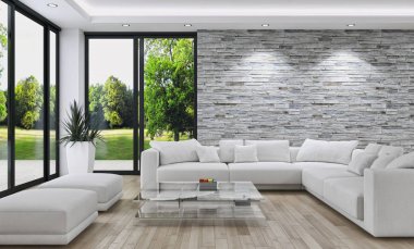 modern parlak iç mekan 3D resimleme