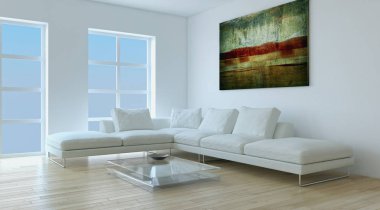modern parlak iç mekan 3D resimleme