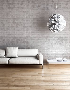 modern parlak iç mekan 3D resimleme