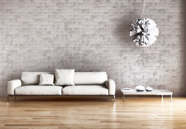 modern parlak iç mekan 3D resimleme